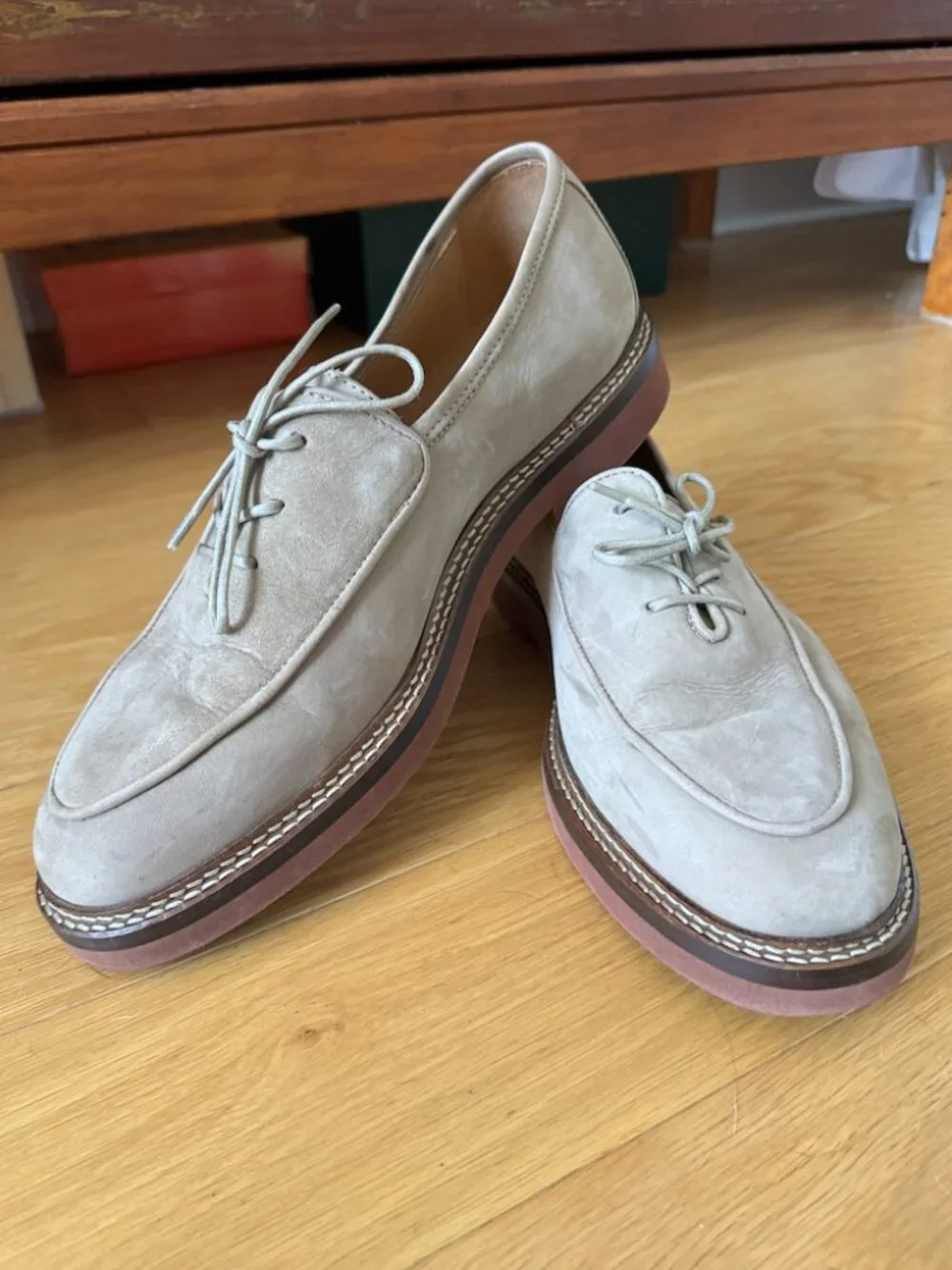 Jacques Soloviere Tan Suede Loafer Shoes in Size 43